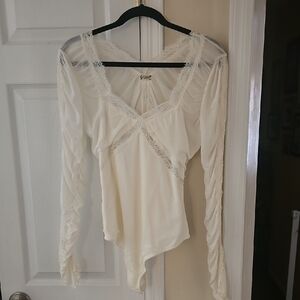 Free People Forever Young Cream Lace Bodysuit NWOT